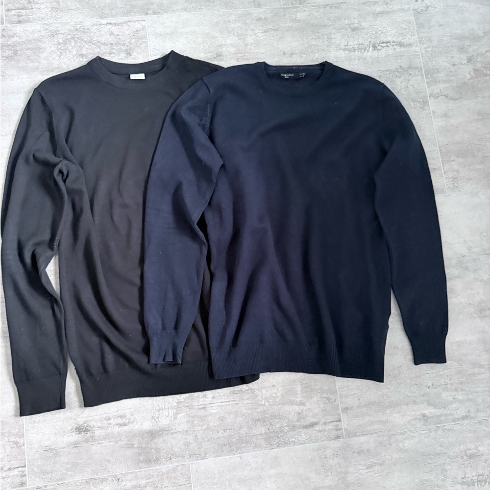 Lot of 2 Men’s Sweaters – Piazza Italia (Navy) & DeFacto (Black) Size M - Picture 2 of 16